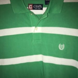 Chaps polo green with white stripes men shirt